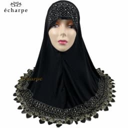 12pcs/ 1 dozen African Women Muslim Arabic Inner Hijab Dubai Scarf with Rhinestones Pull on Islamic Scarf Head wrap Headwear
