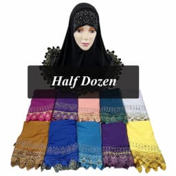 12pcs/ 1 dozen African Women Muslim Arabic Inner Hijab Dubai Scarf with Rhinestones Pull on Islamic Scarf Head wrap Headwear