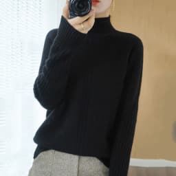 Women's Sweaters Fall Winter Warm Mock Neck Long Sleeve Casual Knitted Pullover Korean Loose Crochet Tops Kniwear Soft Jumper