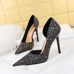 Glitter High Heels Sequined Gold Silver Women Pumps Pointed Toe Thin Heeled Shoes Ladies Luxury Party Shoes 7/10cm Size 43 Blue