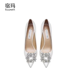 Woman Shoes New Luxury Pumps Pointed Toe Party High Heels White Wedding Shoes Rhinestone Elegant Women's Shoes Bridal Shoes Wome