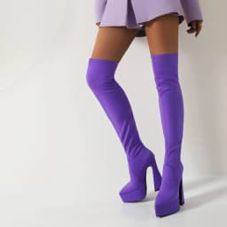 Stretch Satin Fabric Plus Size Pointed Toe Ultra-High Hollowed Out Shaped Heel Sexy Over-The-Knee Boots Breathable Inner Boots