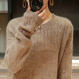 100% pure cardigan women round neck show thin hollow cashmere sweater knitted leggings fall winter loose jumper top