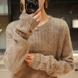 100% pure cardigan women round neck show thin hollow cashmere sweater knitted leggings fall winter loose jumper top