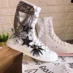 High Top Women's Canvas Shoes Middler Boots Fashion Handmade Vulcanized Shoes Lace-Up Comfortable Sneakers Big Size 42 43