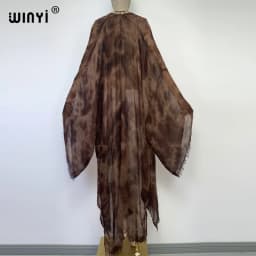 WINYI Women Free Size Skin-friendly Soft Retro Tie-dye Printed Cardigan Stitch Cocktail Sexy Boho Beach Cover Up Holiday Kimono