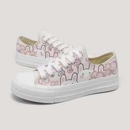 Amy and Michael Lovely Anime Bunny Hand Painted Canvas Shoes Sweet Girls Students Casual Flat Low Top Sneakers Women Trainers