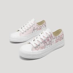 Amy and Michael Lovely Anime Bunny Hand Painted Canvas Shoes Sweet Girls Students Casual Flat Low Top Sneakers Women Trainers