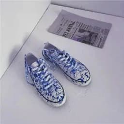 Trend Mens Canvas Shoes Cool Boys Board Shoes Colorful Graffiti Footwear Faux Blood-stained Male Sneakers Man's Vulcanized Shoes