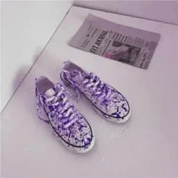 Trend Mens Canvas Shoes Cool Boys Board Shoes Colorful Graffiti Footwear Faux Blood-stained Male Sneakers Man's Vulcanized Shoes
