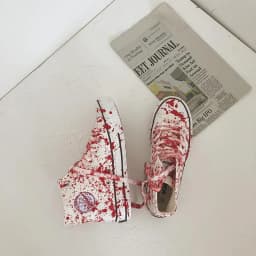 Trend Mens Canvas Shoes Cool Boys Board Shoes Colorful Graffiti Footwear Faux Blood-stained Male Sneakers Man's Vulcanized Shoes