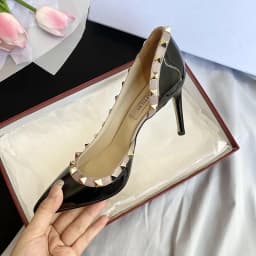 Luxury Brand Women's Shoes Woman Sandals Summer Rivets High Heels Side Empty Female Leather Fashion Prom Ladies Shoes Women 2026