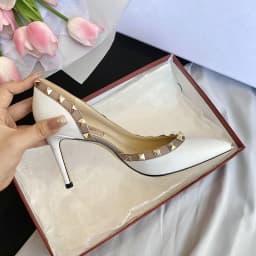 Luxury Brand Women's Shoes Woman Sandals Summer Rivets High Heels Side Empty Female Leather Fashion Prom Ladies Shoes Women 2026