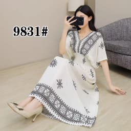 Vestidos Para Mujer Rope Robe Dress Women Casual Elegant Retro Bohemian V Neck Boho Korean Printed Summer Long Dresses Clothes