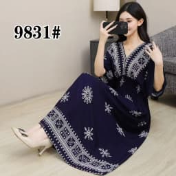 Vestidos Para Mujer Rope Robe Dress Women Casual Elegant Retro Bohemian V Neck Boho Korean Printed Summer Long Dresses Clothes