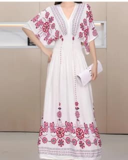 Vestidos Para Mujer Rope Robe Dress Women Casual Elegant Retro Bohemian V Neck Boho Korean Printed Summer Long Dresses Clothes
