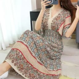 Vestidos Para Mujer Rope Robe Dress Women Casual Elegant Retro Bohemian V Neck Boho Korean Printed Summer Long Dresses Clothes