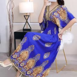 Vestidos Para Mujer Rope Robe Dress Women Casual Elegant Retro Bohemian V Neck Boho Korean Printed Summer Long Dresses Clothes