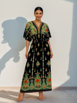 Vestidos Para Mujer Rope Robe Dress Women Casual Elegant Retro Bohemian V Neck Boho Korean Printed Summer Long Dresses Clothes