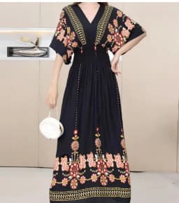 Vestidos Para Mujer Rope Robe Dress Women Casual Elegant Retro Bohemian V Neck Boho Korean Printed Summer Long Dresses Clothes