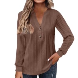 2024 New Autumn Elegant Fashion V-neck Top Women Casual Buttons Up Shirt Female Wave Cut T-shirt Womens Clothing Plus Size S-5XL