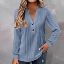 2024 New Autumn Elegant Fashion V-neck Top Women Casual Buttons Up Shirt Female Wave Cut T-shirt Womens Clothing Plus Size S-5XL
