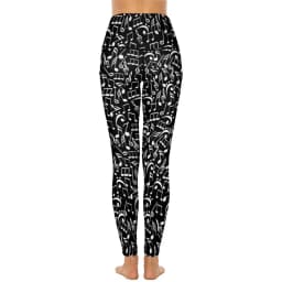 Music Notes Yoga Pants Sexy Black and White Graphic Leggings High Waist Gym Leggins Women Kawaii Quick-Dry Sports Tights