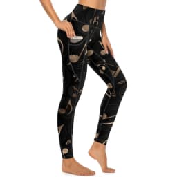 Music Notes Yoga Pants Sexy Black and White Graphic Leggings High Waist Gym Leggins Women Kawaii Quick-Dry Sports Tights