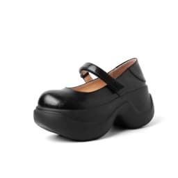MKKHOU Fashion Pumps New High Quality True Leather Round Head Elevated Thick Sole Shoes Street Spicy Girls Modern Mary Janes