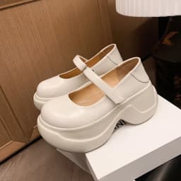 MKKHOU Fashion Pumps New High Quality True Leather Round Head Elevated Thick Sole Shoes Street Spicy Girls Modern Mary Janes