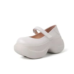 MKKHOU Fashion Pumps New High Quality True Leather Round Head Elevated Thick Sole Shoes Street Spicy Girls Modern Mary Janes