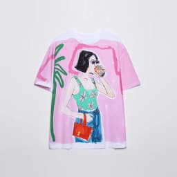 Zevity Women Fashion Contrast Color Beauty Print Casual T Shirt Female Basic O Neck Short Sleeve Chic Streetwear Tops T1875