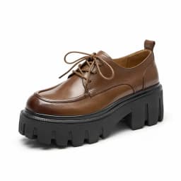 BeauToday Platform Shoes Women Genuine Cow Leather Round Cross Tied Closure Chunky Sole Ladies Casual Shoes Handmade 21894