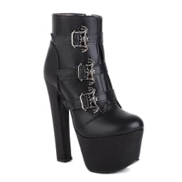 Oversized Sexy Super High Heel Nightclub Women's Short Boots Houndstooth Super High Waterproof Platform Bat Metal Buckle Boots