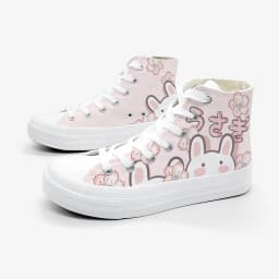 Amy and Michael Cute Girls Students Canvas Shoes Ladies Anime Cartoon Sneakers Hi Tops Casual Plimsolls Breathable Trainers