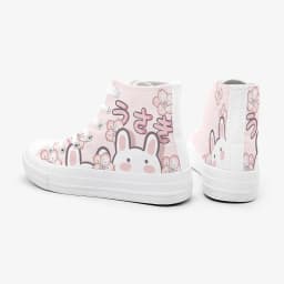 Amy and Michael Cute Girls Students Canvas Shoes Ladies Anime Cartoon Sneakers Hi Tops Casual Plimsolls Breathable Trainers