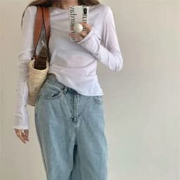Xpqbb White Long Sleeve T Shirt for Women 2025 New Spring Summer Thin Sun-Proof Shirts Female Elegant Slim Bottoming Tees Tops