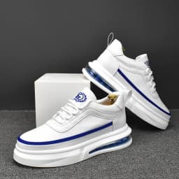 Korean style men fashion platform shoes breathable original leather shoe air cushion white sneakers comfort young streetwear man