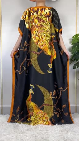 2023 New Dubai Style Fashion Women Clothing African Dashiki Abaya Soft Silk Print Design Islam Femme Loose Dress With Turban