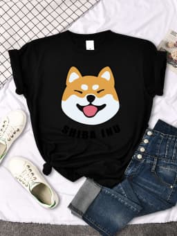 Cute Shiba Inu Letter Print women's T-shirt Travering Soft Tshirts Cartoons Oversize Short Sleeves Sports o-neck Female T Shirt
