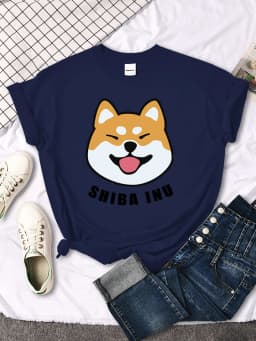 Cute Shiba Inu Letter Print women's T-shirt Travering Soft Tshirts Cartoons Oversize Short Sleeves Sports o-neck Female T Shirt