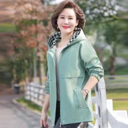 New Middle-aged Elderly Women Jacket Spring Hooded Zipper Overcoat Autumn Coats Outerwear Mother Clothes Female Windbreakers 5XL