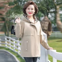 New Middle-aged Elderly Women Jacket Spring Hooded Zipper Overcoat Autumn Coats Outerwear Mother Clothes Female Windbreakers 5XL