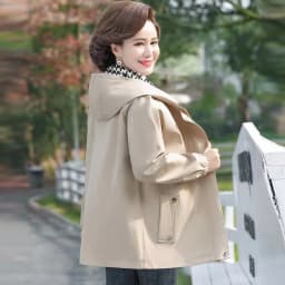 New Middle-aged Elderly Women Jacket Spring Hooded Zipper Overcoat Autumn Coats Outerwear Mother Clothes Female Windbreakers 5XL
