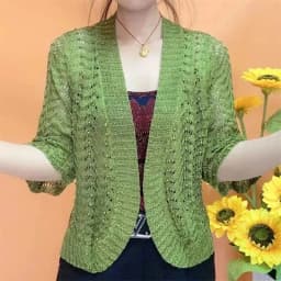 Spring Summer New Ice Silk Knit Cardigan 2025 New Women Middle-Aged Mothers Solid Color Shawl Hollow Sunscreen Coat Female Tops