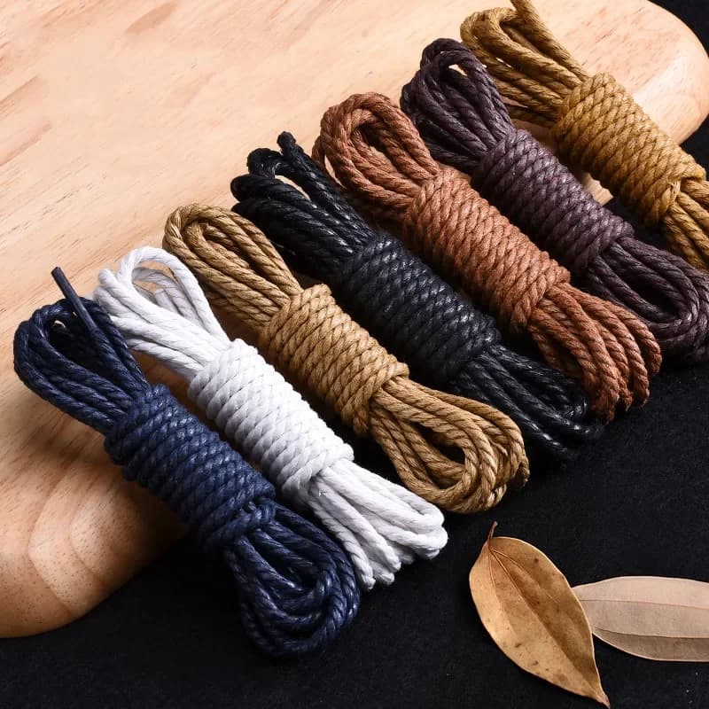 1 Pair Shoelce Casual Leather Shoelaces Waxed Round Shoe Laces Shoestring Boots Sport Shoes Cord Rope 60/90/120/150CM Accesories
