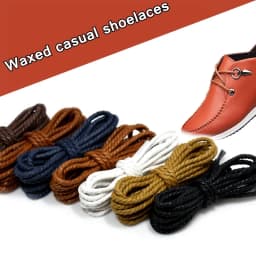 1 Pair Shoelce Casual Leather Shoelaces Waxed Round Shoe Laces Shoestring Boots Sport Shoes Cord Rope 60/90/120/150CM Accesories