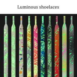 Flat Fluorescent Luminous Shoelaces for Sneakers Glow-in-the-dark Printing Cashew Flower Splash Ink Shoe Laces for AF1 Woman Man