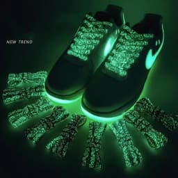 Flat Fluorescent Luminous Shoelaces for Sneakers Glow-in-the-dark Printing Cashew Flower Splash Ink Shoe Laces for AF1 Woman Man