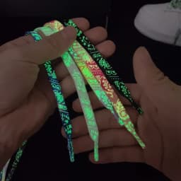 Flat Fluorescent Luminous Shoelaces for Sneakers Glow-in-the-dark Printing Cashew Flower Splash Ink Shoe Laces for AF1 Woman Man
